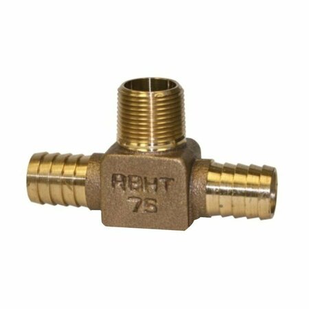 MERRILL MFG Merrill Hydrant Pipe Tee, 3/4 in, Barb x MHT, Bronze, 125 psi Pressure RBHTNL75